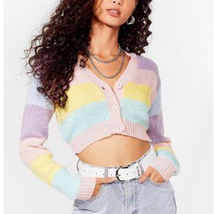 Pink Pastel de Nata Striped Cropped Cardigan Nasty